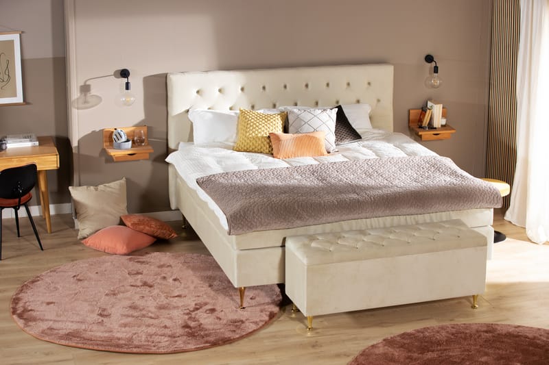Royal Velvet Komplett Sängpaket 160x200  Beige med höga r - Beige med höga rosében - Komplett sängpaket - Kontinentalsäng