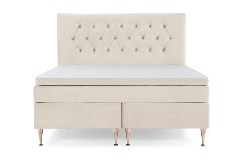 Royal Velvet Komplett Sängpaket 160x200 cm - Beige med höga rosében - Möbler - Säng - Kontinentalsäng