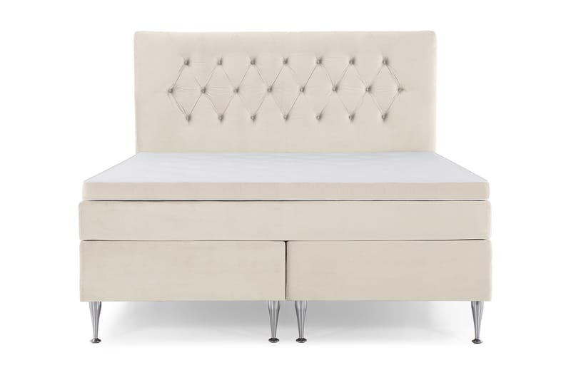Royal Velvet Komplett Sängpaket 160x200 cm - Beige med höga silverben - Möbler - Säng - Kontinentalsäng