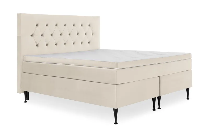 Royal Velvet Komplett Sängpaket 160x200 cm - Beige med höga svarta ben - Möbler - Säng - Kontinentalsäng