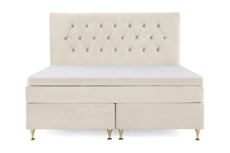 Royal Velvet Komplett Sängpaket 160x200 cm - Beige med låga guldben - Möbler - Säng - Kontinentalsäng