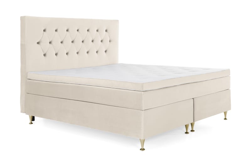 Royal Velvet Komplett Sängpaket 160x200 cm - Beige med låga guldben - Möbler - Säng - Kontinentalsäng