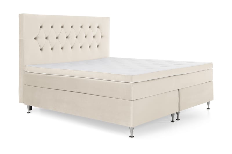 Royal Velvet Komplett Sängpaket 160x200 cm - Beige med låga silverben - Möbler - Säng - Komplett sängpaket