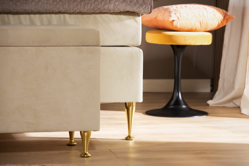Royal Velvet Komplett Sängpaket 160x200 cm - Beige med låga silverben - Möbler - Säng - Komplett sängpaket