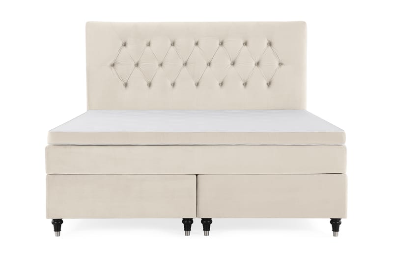 Royal Velvet Komplett Sängpaket 160x200 cm - Beige med svarta svarvade ben - Möbler - Säng - Kontinentalsäng