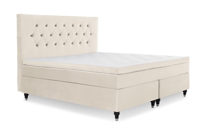 Royal Velvet Komplett Sängpaket 160x200 cm - Beige med svarta svarvade ben - Möbler - Säng - Kontinentalsäng