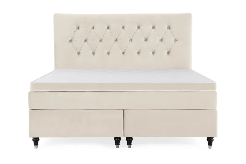 Royal Velvet Komplett Sängpaket 160x200 cm - Beige med svarta svarvade ben - Möbler - Säng - Kontinentalsäng