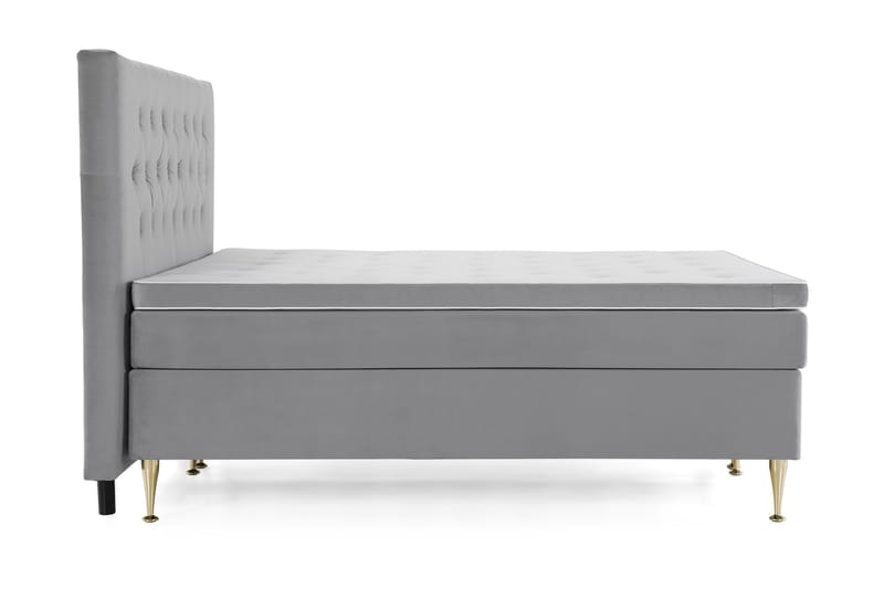 Royal Velvet Komplett Sängpaket 160x200 cm - Ljusgrå med Höga Guldben - Möbler - Säng - Komplett sängpaket