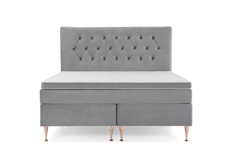 Royal Velvet Komplett Sängpaket 160x200 cm - Ljusgrå med Höga Rosében - Möbler - Säng - Kontinentalsäng