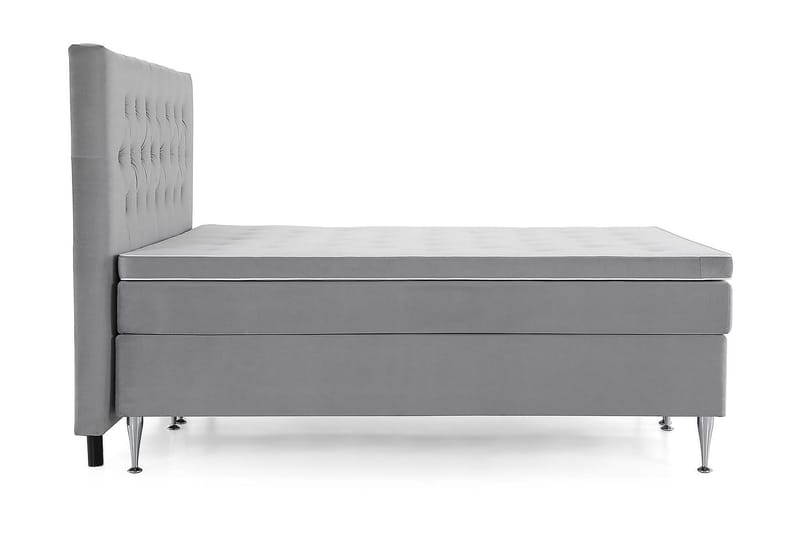 Royal Velvet Komplett Sängpaket 160x200 cm - Ljusgrå med Höga Silverben - Möbler - Säng - Kontinentalsäng
