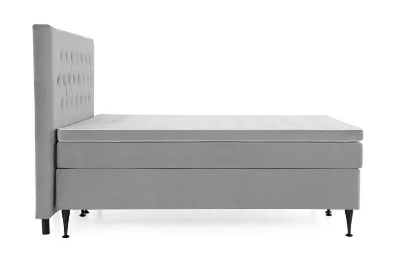 Royal Velvet Komplett Sängpaket 160x200 cm - Ljusgrå med Höga Svarta Ben - Möbler - Säng - Kontinentalsäng