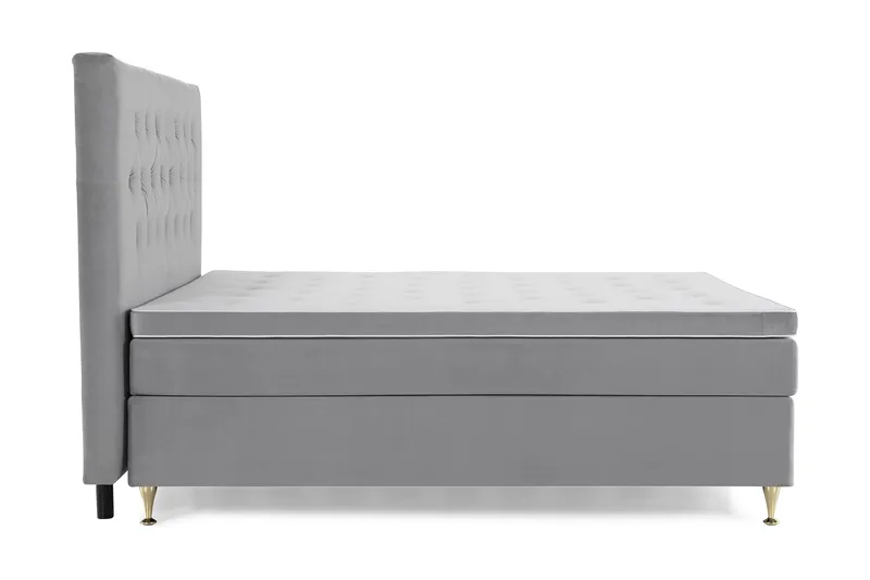 Royal Velvet Komplett Sängpaket 160x200 cm - Ljusgrå med Låga Guldben - Möbler - Säng - Kontinentalsäng