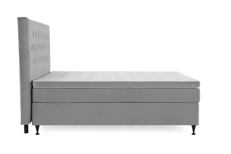Royal Velvet Komplett Sängpaket 160x200 cm - Ljusgrå med Låga Svarta Ben - Möbler - Säng - Kontinentalsäng