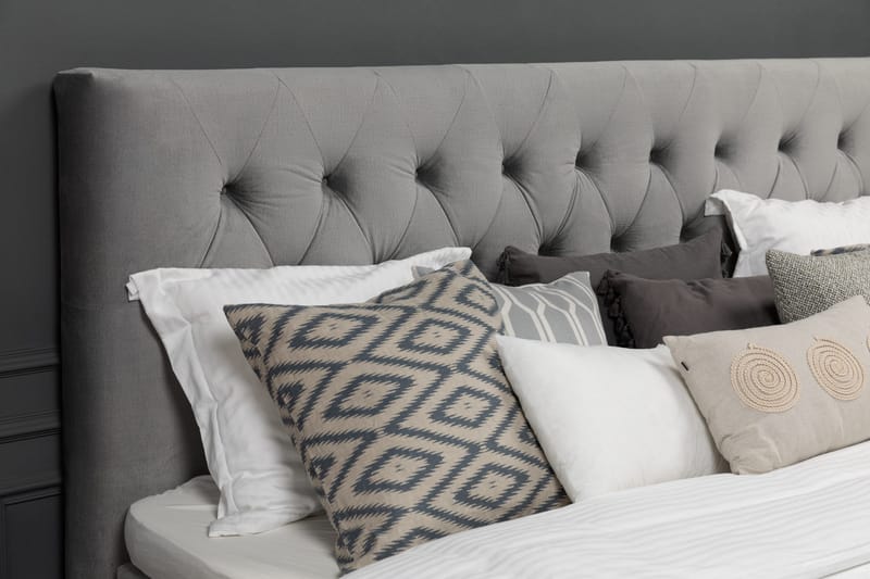 Royal Velvet Komplett Sängpaket 160x200 cm - Ljusgrå med Låga Svarta Ben - Möbler - Säng - Kontinentalsäng