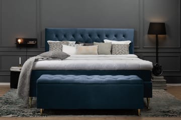 Royal Velvet Komplett Sängpaket 160x200 cm - Mörkblå med Höga Guldben - Möbler - Säng - Kontinentalsäng