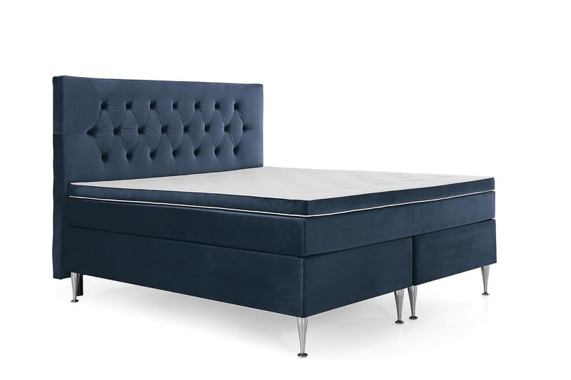 Royal Velvet Komplett Sängpaket 160x200 cm - Mörkblå med Höga Silverben - Möbler - Säng - Komplett sängpaket