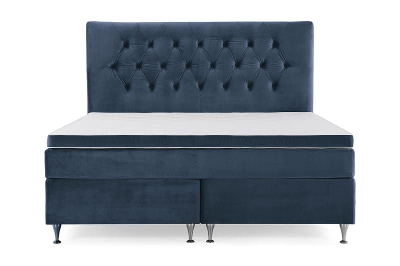 Royal Velvet Komplett Sängpaket 160x200 cm - Mörkblå med Låga Silverben - Möbler - Säng - Kontinentalsäng