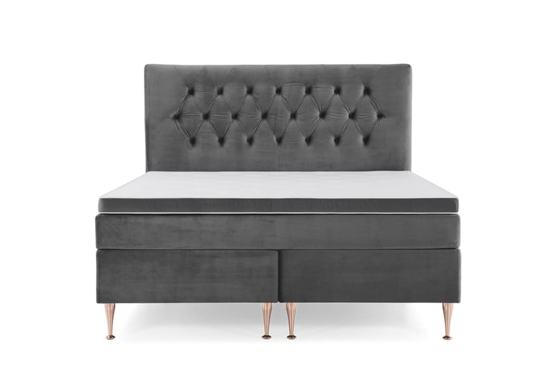 Royal Velvet Komplett Sängpaket 160x200 cm - Mörkgrå med Höga Rosében - Möbler - Säng - Kontinentalsäng