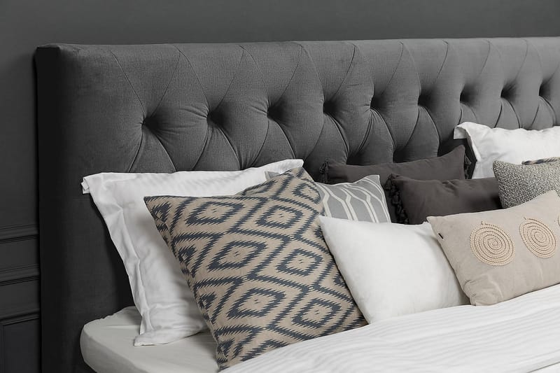 Royal Velvet Komplett Sängpaket 160x200 cm - Mörkgrå med Höga Silverben - Möbler - Säng - Komplett sängpaket