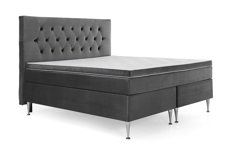 Royal Velvet Komplett Sängpaket 160x200 cm - Mörkgrå med Höga Silverben - Möbler - Säng - Komplett sängpaket