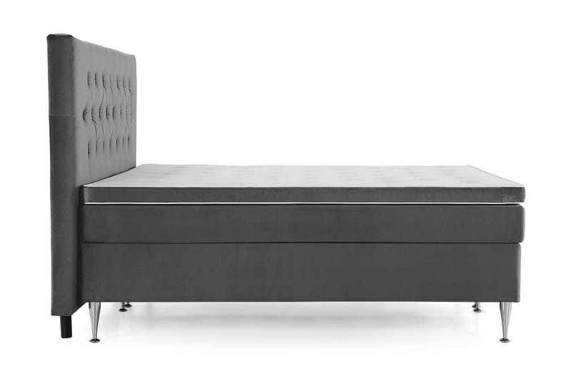 Royal Velvet Komplett Sängpaket 160x200 cm - Mörkgrå med Höga Silverben - Möbler - Säng - Komplett sängpaket