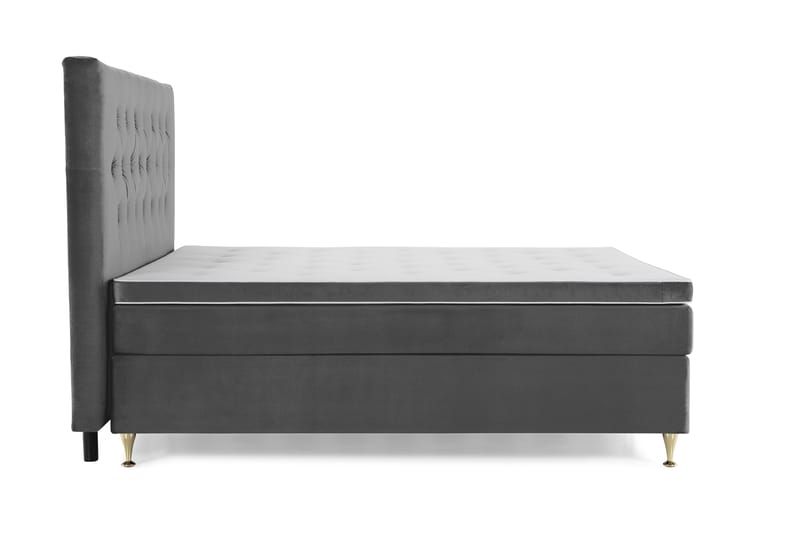 Royal Velvet Komplett Sängpaket 160x200 cm - Mörkgrå med Låga Guldben - Möbler - Säng - Kontinentalsäng