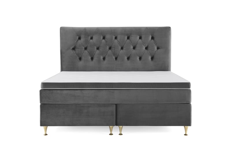 Royal Velvet Komplett Sängpaket 160x200 cm - Mörkgrå med Låga Guldben - Möbler - Säng - Kontinentalsäng