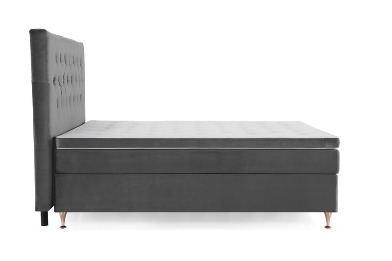 Royal Velvet Komplett Sängpaket 160x200 cm - Mörkgrå med Låga Rosében - Möbler - Säng - Kontinentalsäng