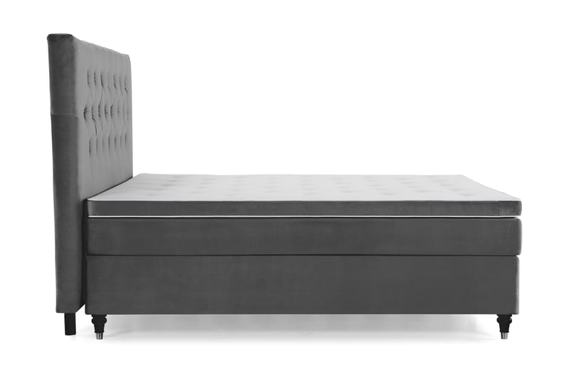 Royal Velvet Komplett Sängpaket 160x200 cm - Mörkgrå med Svarvade Ben - Möbler - Säng - Kontinentalsäng