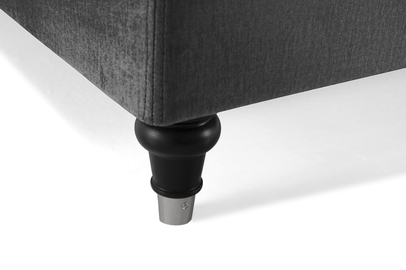 Royal Velvet Komplett Sängpaket 160x200 cm - Mörkgrå med Svarvade Ben - Möbler - Säng - Kontinentalsäng