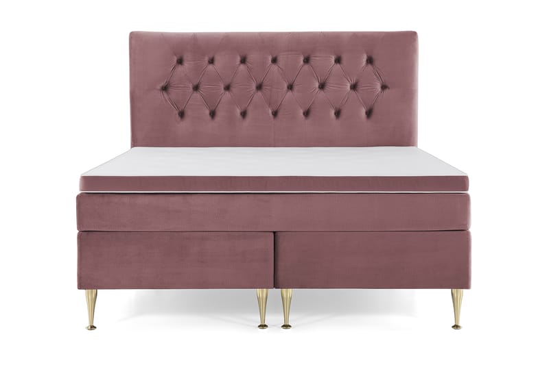 Royal Velvet Komplett Sängpaket 160x200 cm - Rosa med Höga Guldben - Möbler - Säng - Kontinentalsäng