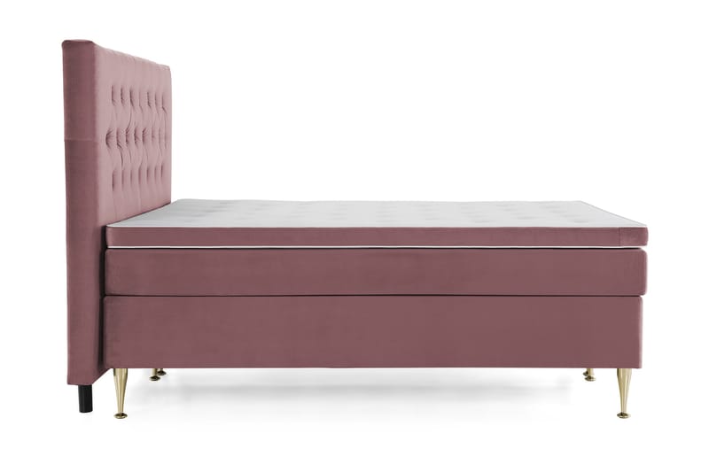 Royal Velvet Komplett Sängpaket 160x200 cm - Rosa med Höga Guldben - Möbler - Säng - Kontinentalsäng