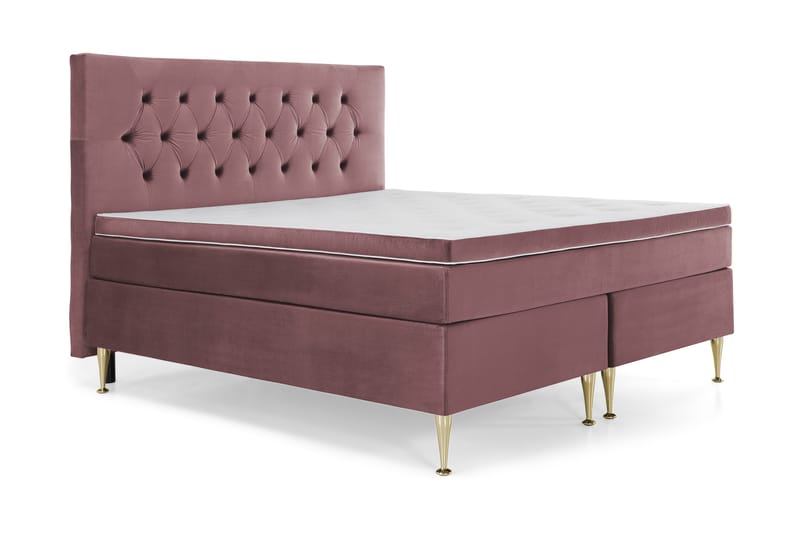 Royal Velvet Komplett Sängpaket 160x200 cm - Rosa med Höga Guldben - Möbler - Säng - Kontinentalsäng