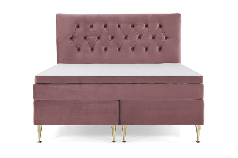 Royal Velvet Komplett Sängpaket 160x200 cm - Rosa med Höga Guldben - Möbler - Säng - Kontinentalsäng
