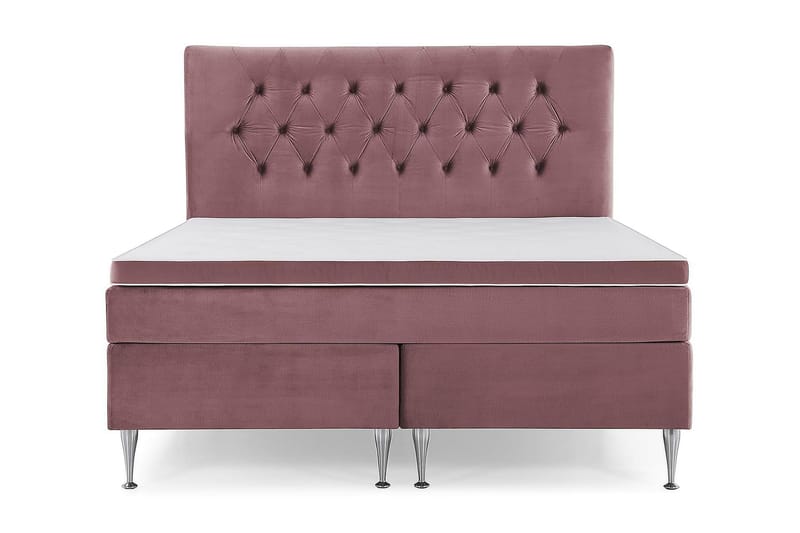 Royal Velvet Komplett Sängpaket 160x200 cm - Rosa med Höga Silverben - Möbler - Säng - Kontinentalsäng