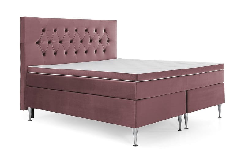 Royal Velvet Komplett Sängpaket 160x200 cm - Rosa med Höga Silverben - Möbler - Säng - Kontinentalsäng