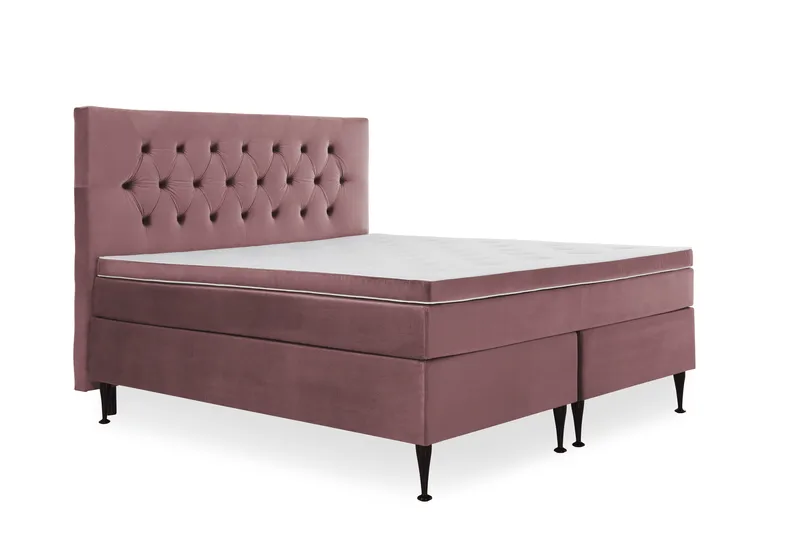 Royal Velvet Komplett Sängpaket 160x200 cm - Rosa med Höga Svarta Ben - Möbler - Säng - Kontinentalsäng