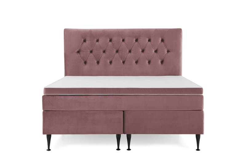 Royal Velvet Komplett Sängpaket 160x200 cm - Rosa med Höga Svarta Ben - Möbler - Säng - Kontinentalsäng