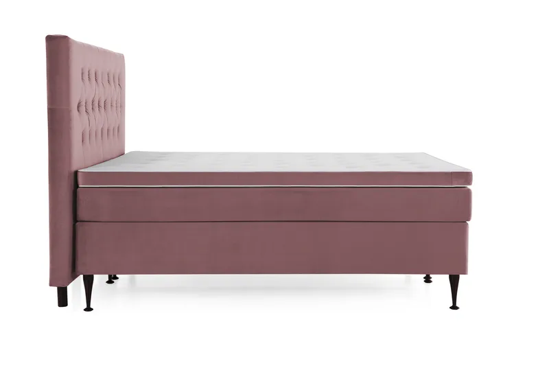 Royal Velvet Komplett Sängpaket 160x200 cm - Rosa med Höga Svarta Ben - Möbler - Säng - Kontinentalsäng