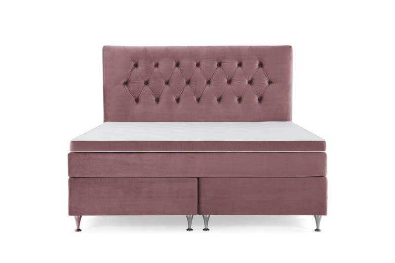 Royal Velvet Komplett Sängpaket 160x200 cm - Rosa med Låga Silverben - Möbler - Säng - Kontinentalsäng