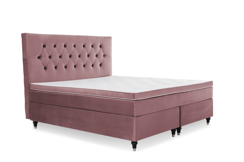 Royal Velvet Komplett Sängpaket 160x200 cm - Rosa med Svarvade ben - Möbler - Säng - Kontinentalsäng