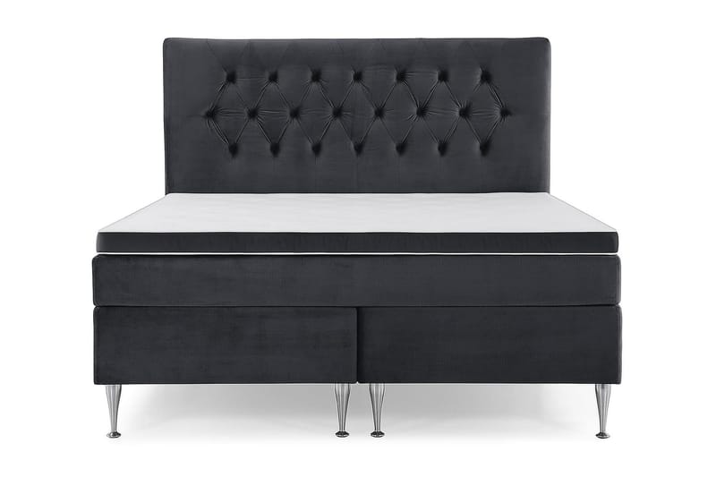 Royal Velvet Komplett Sängpaket 160x200 cm - Svart med Höga Silverben - Möbler - Säng - Kontinentalsäng