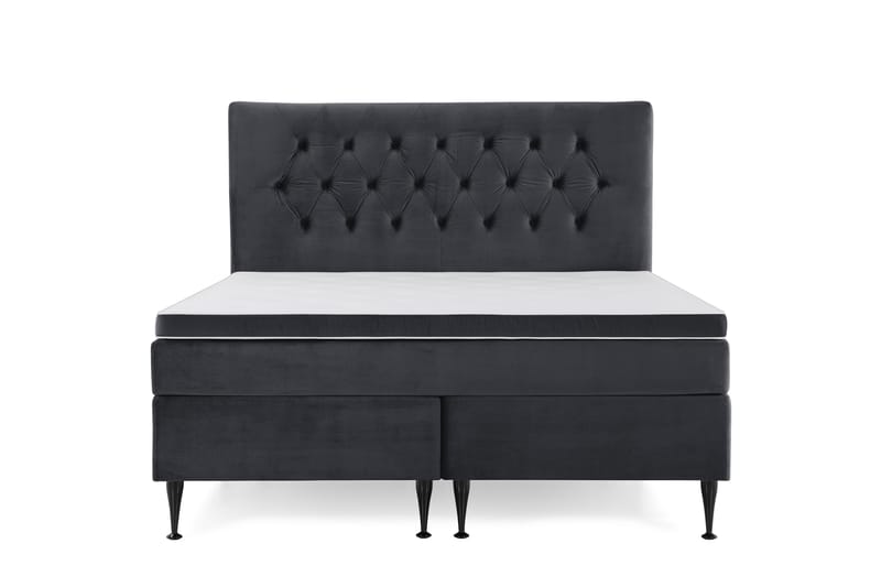 Royal Velvet Komplett Sängpaket 160x200 cm - Svart med Höga Svarta Ben - Möbler - Säng - Kontinentalsäng
