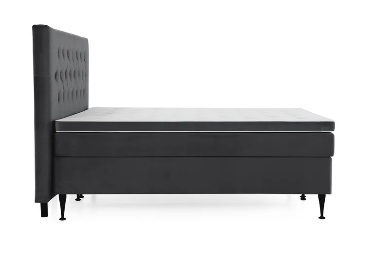 Royal Velvet Komplett Sängpaket 160x200 cm - Svart med Höga Svarta Ben - Möbler - Säng - Kontinentalsäng