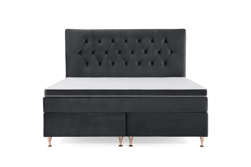 Royal Velvet Komplett Sängpaket 160x200 cm - Svart med Låga Rosében - Möbler - Säng - Kontinentalsäng