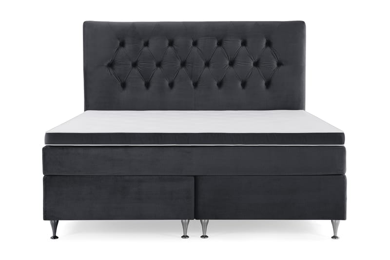 Royal Velvet Komplett Sängpaket 160x200 cm - Svart med Låga Silverben - Möbler - Säng - Komplett sängpaket