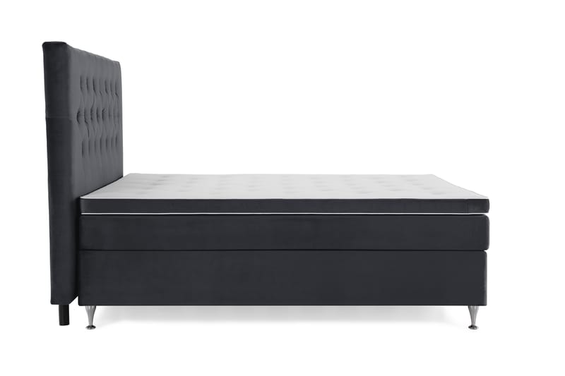 Royal Velvet Komplett Sängpaket 160x200 cm - Svart med Låga Silverben - Möbler - Säng - Komplett sängpaket