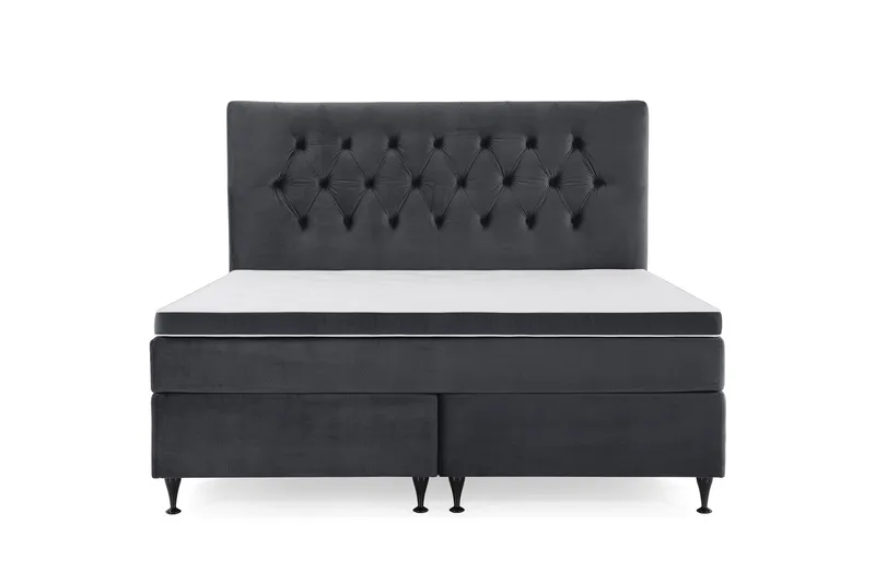 Royal Velvet Komplett Sängpaket 160x200 cm - Svart med Låga Svarta Ben - Möbler - Säng - Kontinentalsäng