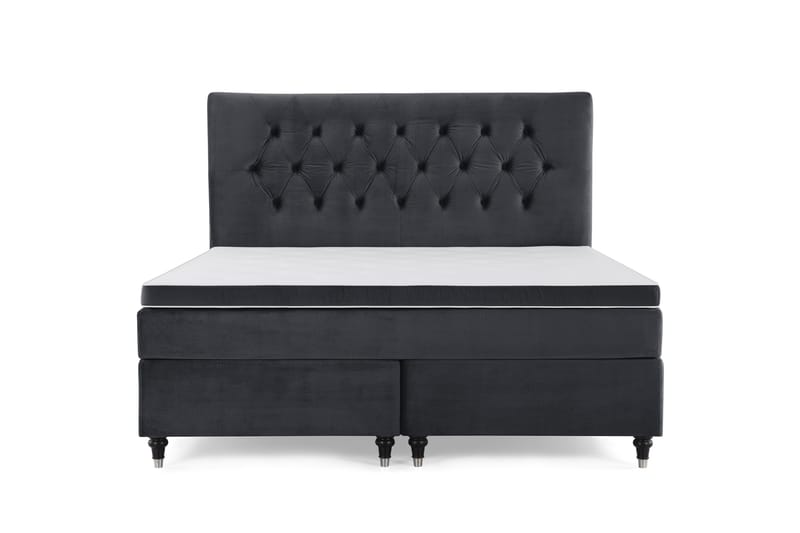 Royal Velvet Komplett Sängpaket 160x200 cm - Svart med Svarvade Ben - Möbler - Säng - Kontinentalsäng