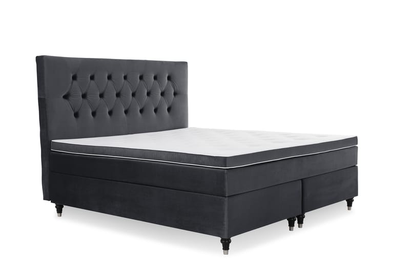 Royal Velvet Komplett Sängpaket 160x200 cm - Svart med Svarvade Ben - Möbler - Säng - Kontinentalsäng